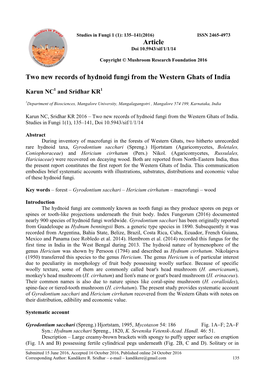 Two New Records of Hydnoid Fungi from the Western Ghats of India