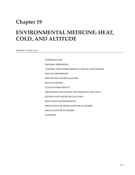 Military Preventive Medicine: Mobilization and Deployment, Vol 1 Chapter 19 Environmental Medicine: Heat, Cold, and Altitude