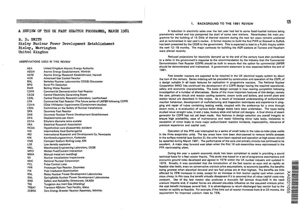 A Review of the UK Fast Reactor Programme, March 1981