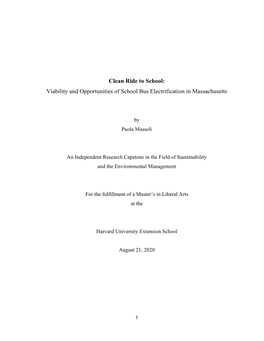 Viability and Opportunities of School Bus Electrification in Massachusetts