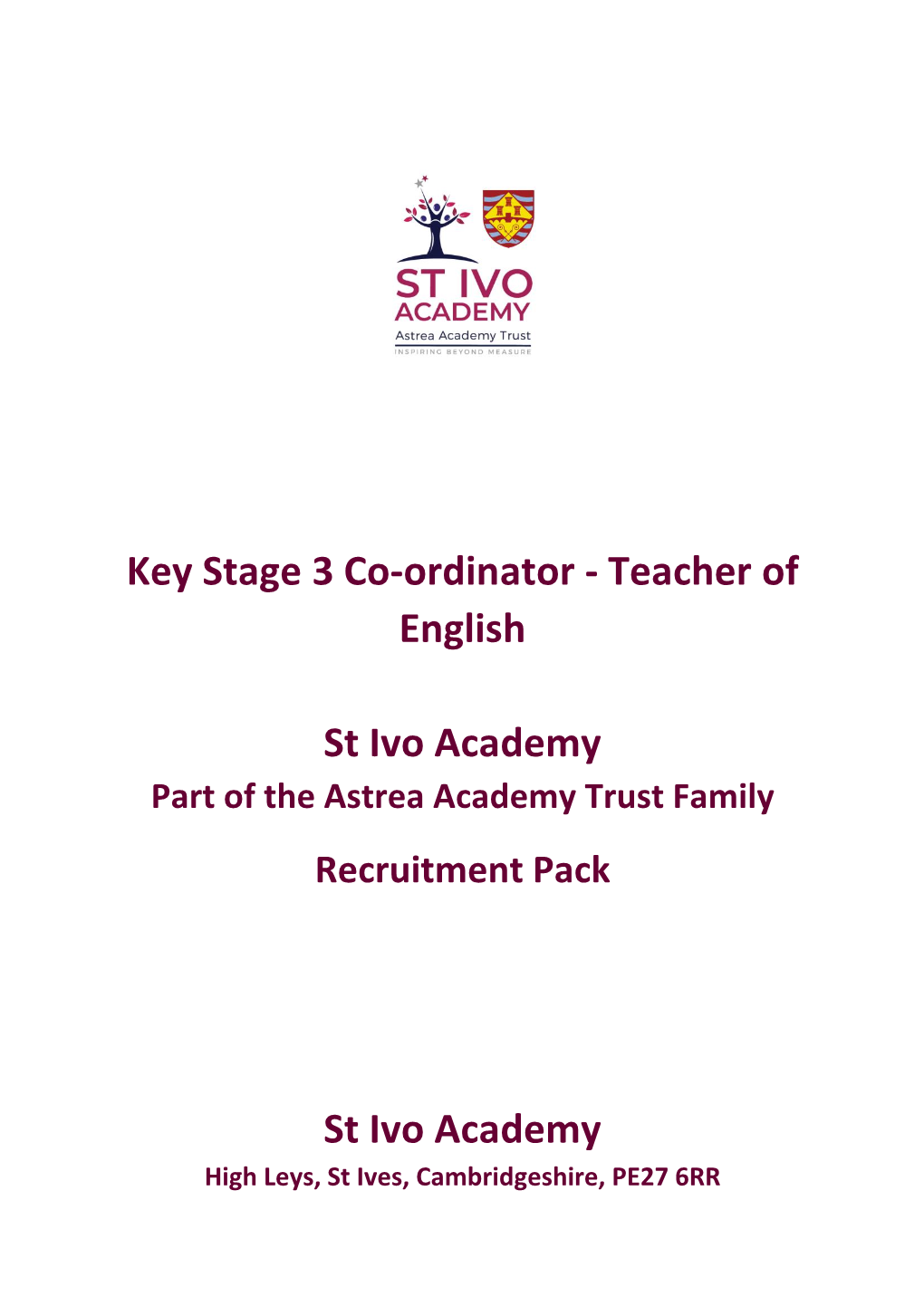 Key Stage 3 Co-Ordinator - Teacher of English