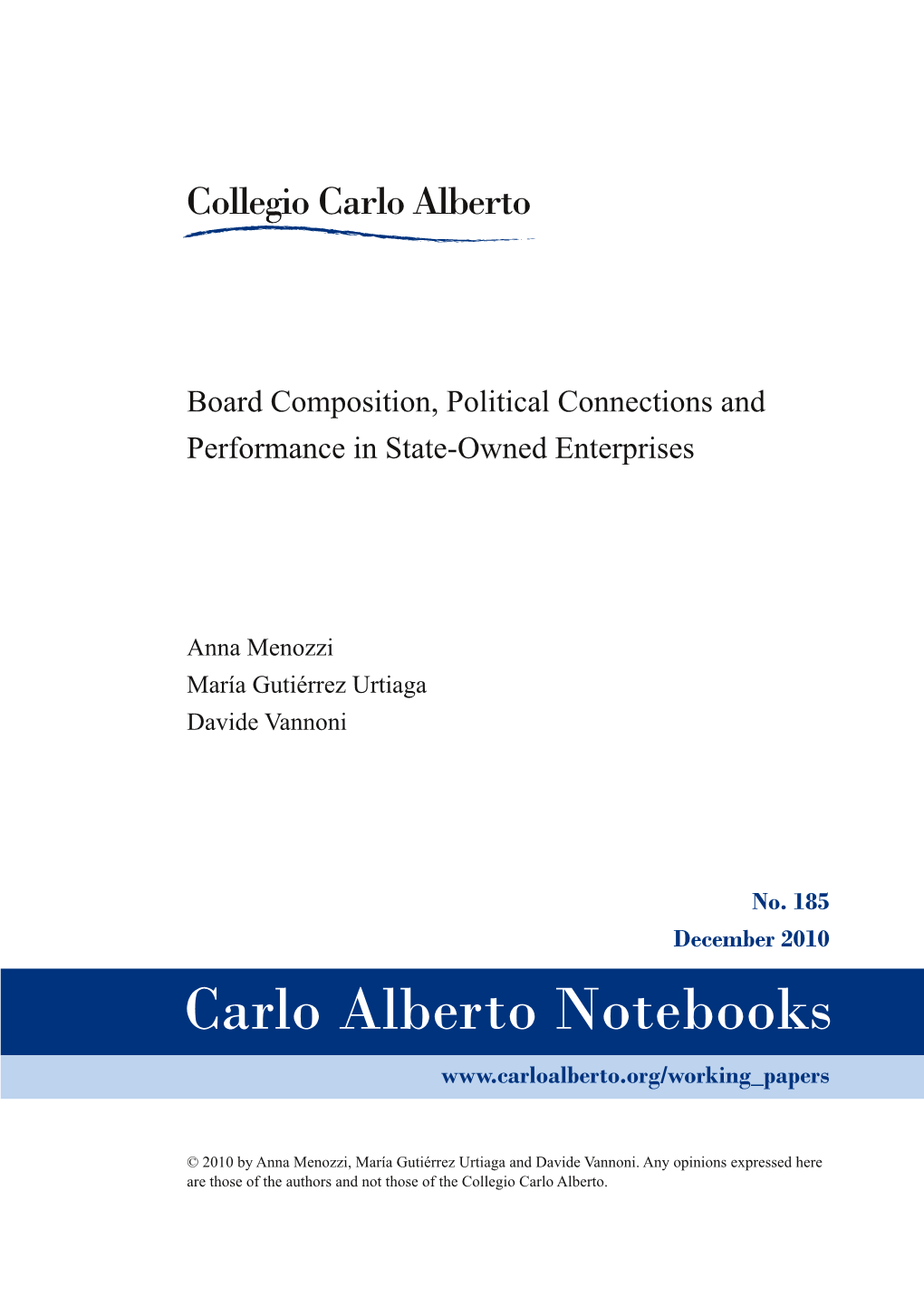 Board Composition, Political Connections and Performance in State-Owned Enterprises