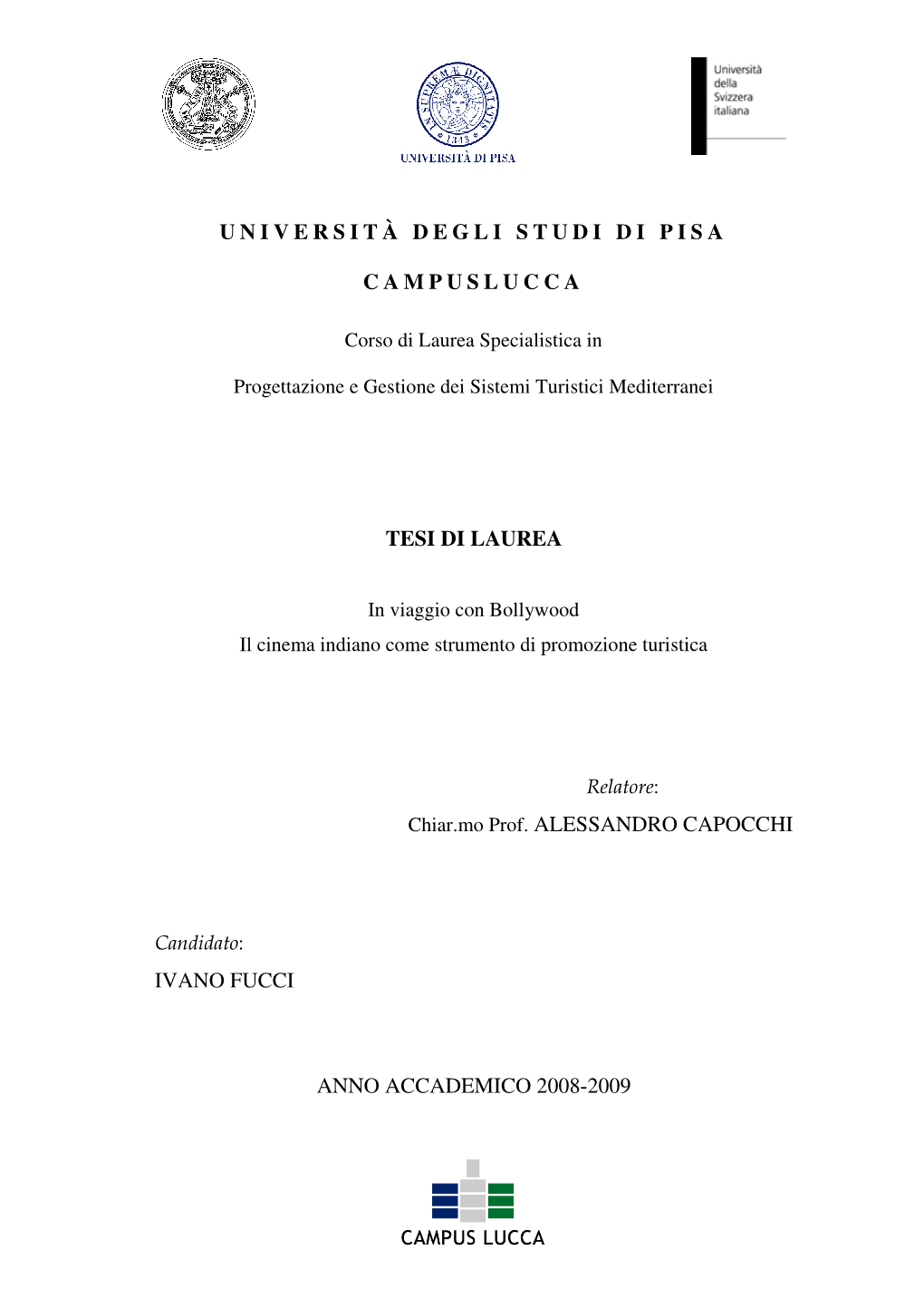 Università Degli Studi Di Pisa Campuslucca Tesi Di Laurea
