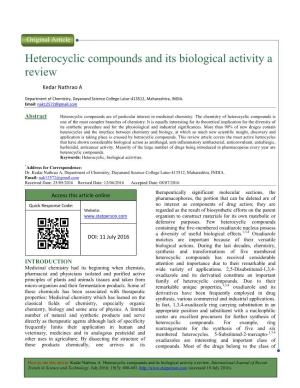 Heterocyclic Compou Review Cyclic Compounds and Its Biological