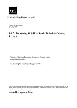 SMR: PRC: Shandong Hai River Basin Pollution Control Project