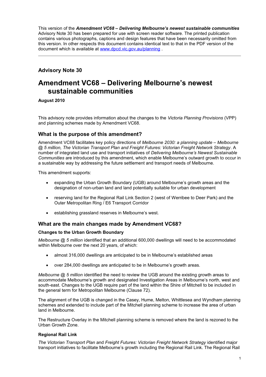 Amendment VC68 Delivering Melbourne S Newest Sustainable Communities Advisory Note 30