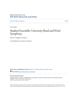Student Ensemble: University Band and Wind Symphony Martin H