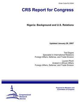 Nigeria: Background and U.S. Relations