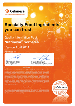 Specialty Food Ingredients You Can Trust