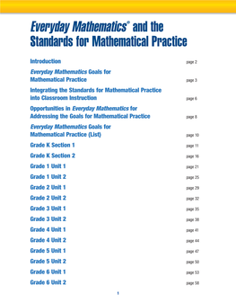 Everyday Mathematics and the Standards for Mathematical Practice