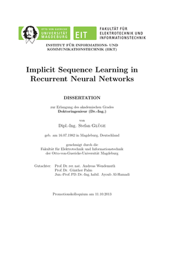 Implicit Sequence Learning in Recurrent Neural Networks