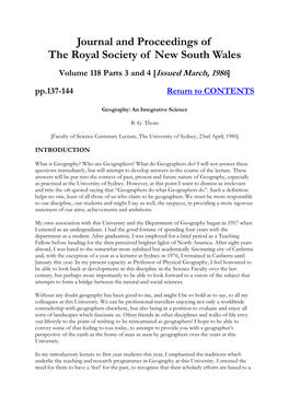 Journal and Proceedings of the Royal Society of New South Wales Volume 118 Parts 3 and 4 [Issued March, 1986]