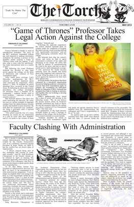 Professor Takes Legal Action Against the College EMANUELE CALIANNO Tragedies,” Schmidt Said