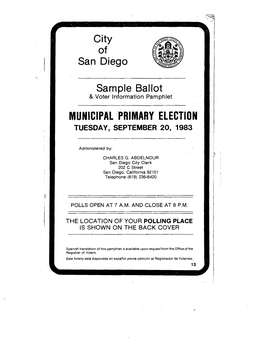 Primary Election Tuesday, September 20" 1983