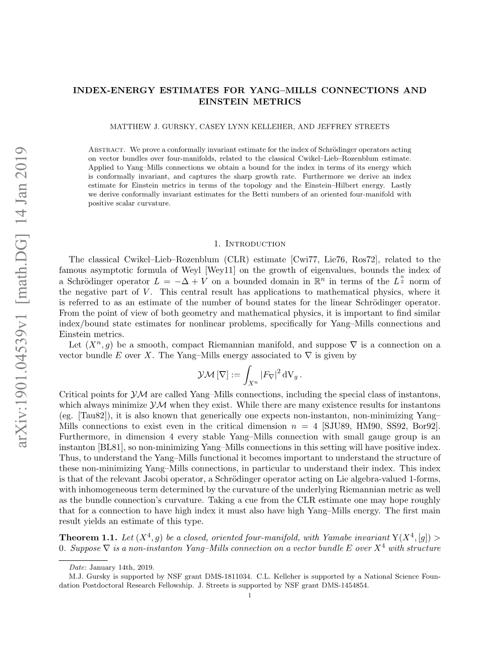 Index-Energy Estimates for Yang-Mills Connections and Einstein Metrics