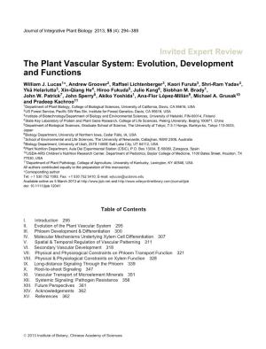 The Plant Vascular System: Evolution, Development and Functions