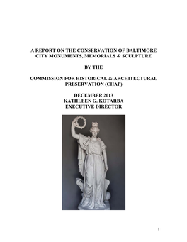 A Report on the Conservation of Baltimore City Monuments, Memorials & Sculpture
