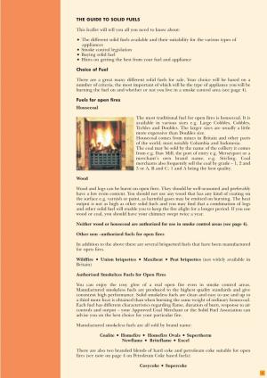 THE GUIDE to SOLID FUELS This Leaflet Will Tell You All You Need To