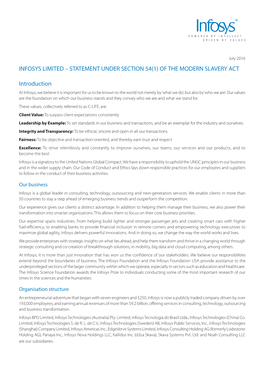 Infosys Limited – Statement Under Section 54(1) of the Modern Slavery Act