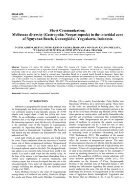 Molluscan Diversity (Gastropoda: Neogastropoda) in the Intertidal Zone of Nguyahan Beach, Gunungkidul, Yogyakarta, Indonesia