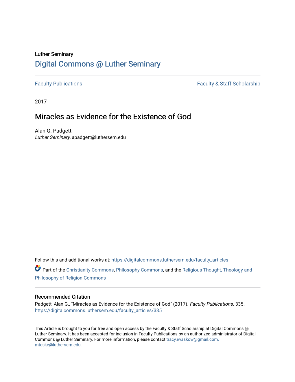 Miracles As Evidence for the Existence of God