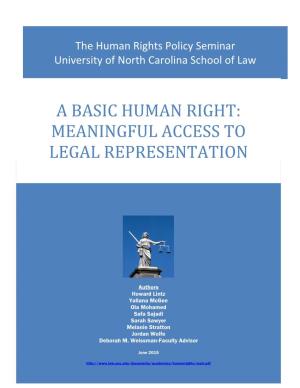 A Basic Human Right: Meaningful Access to Legal Representation