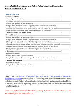 Journal of Endometriosis and Pelvic Pain Disorders: Declaration Guidelines for Authors