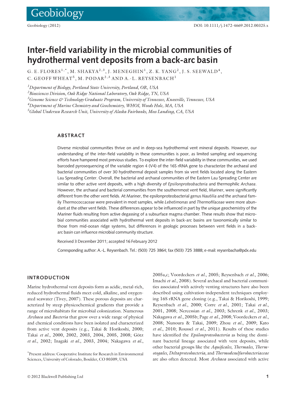 Interfield Variability in the Microbial Communities of Hydrothermal Vent