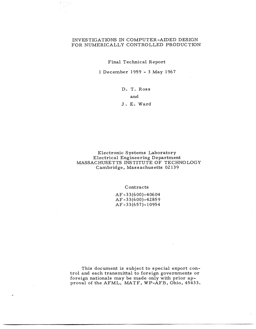 Investigations in Computer-Aided Design for Numerically Controlled Production