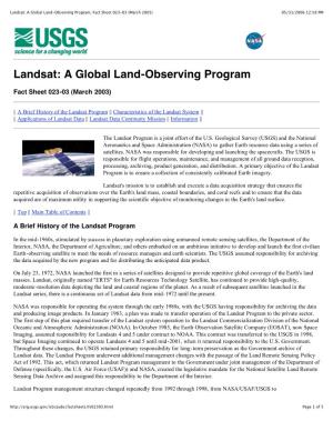 A Global Land-Observing Program, Fact Sheet 023-03 (March 2003) 05/31/2006 12:58 PM