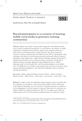 Beyond Participation to Co-Creation of Meaning: Mobile Social Media in Generative Learning Communities