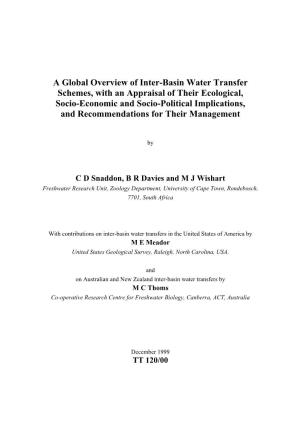 A Global Overview of Inter-Basin Water Transfer Schemes, with An