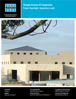 Temple Emanu-El Expansion Project Spotlight: September 2008