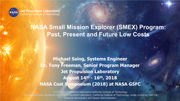19 NASA SMEX Mission Explorer Program Past, Present, and Future