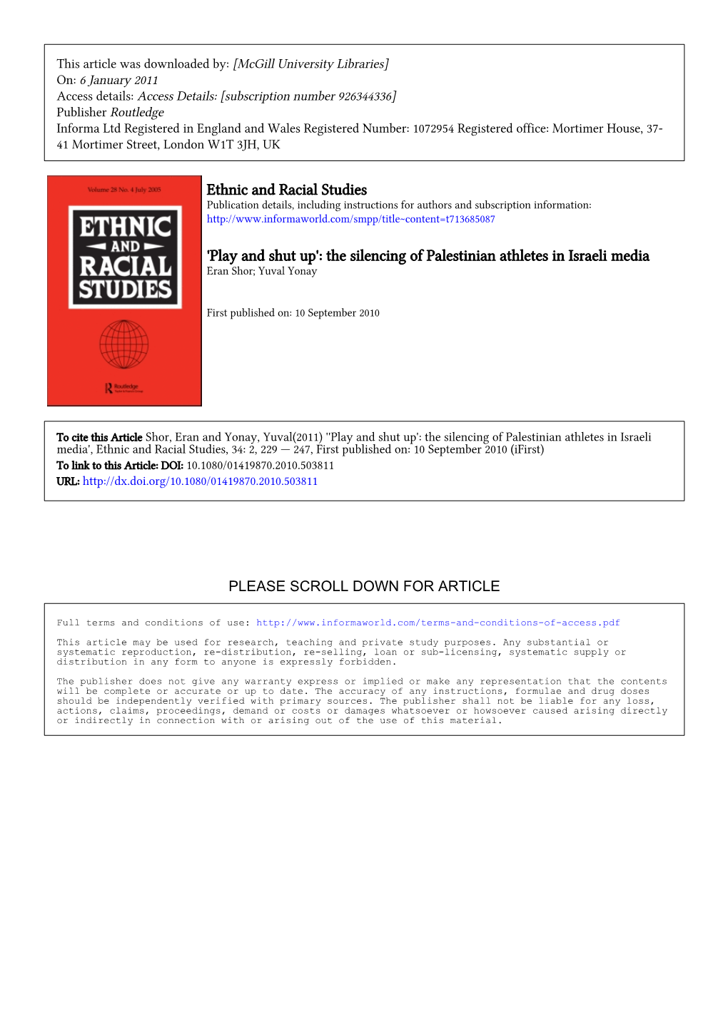 Ethnic and Racial Studies