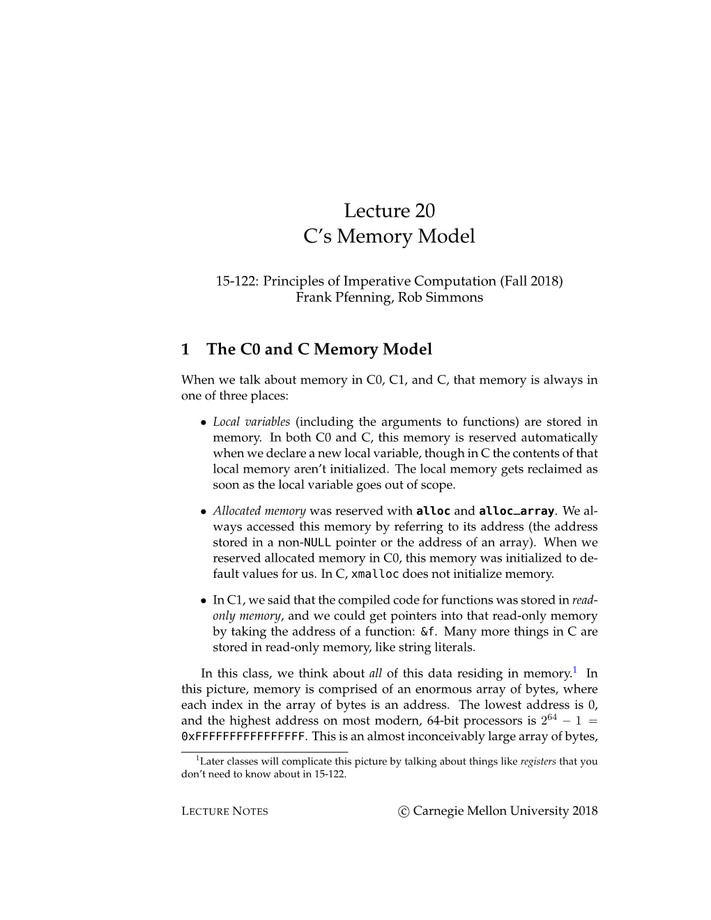 C's Memory Model