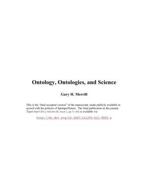 Ontology, Ontologies, and Science