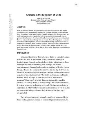 Animals in the Kingdom of Ends