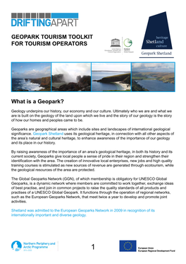 GEOPARK TOURISM TOOLKIT for TOURISM OPERATORS What Is a Geopark?