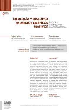 Ideología Y Discurso En Medios Gráficos Masivos. Apuntes Sobre La
