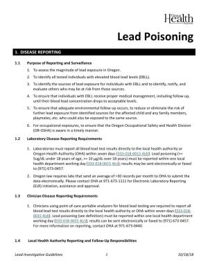 Lead Poisoning Investigative Guidelines