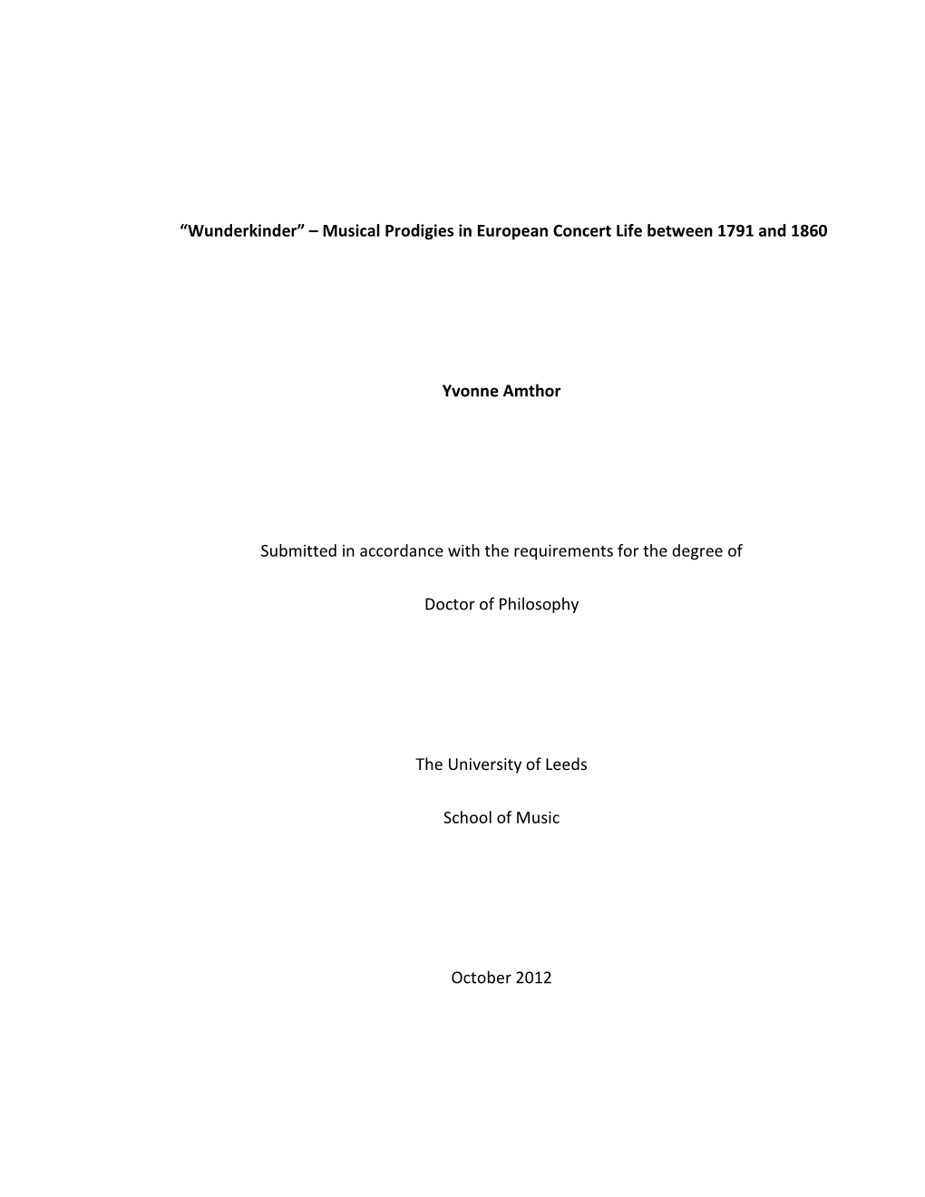 “Wunderkinder” – Musical Prodigies in European Concert Life Between 1791 and 1860