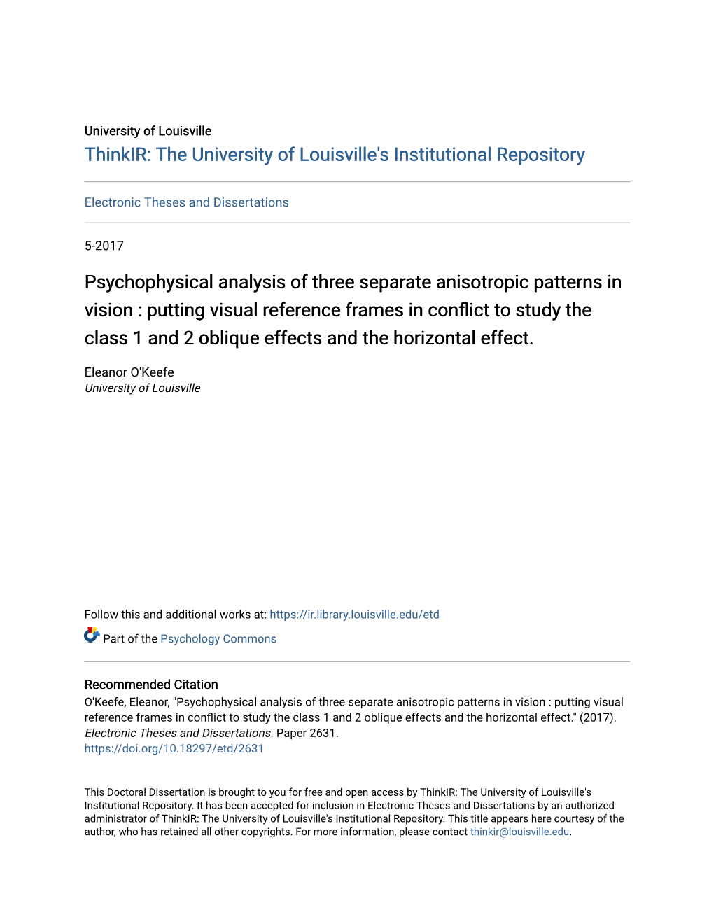 Psychophysical Analysis of Three Separate Anisotropic Patterns in Vision