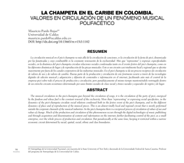 La Champeta En El Caribe En Colombia. Valores En Circulación De Un Fenómeno Musical Polifacético