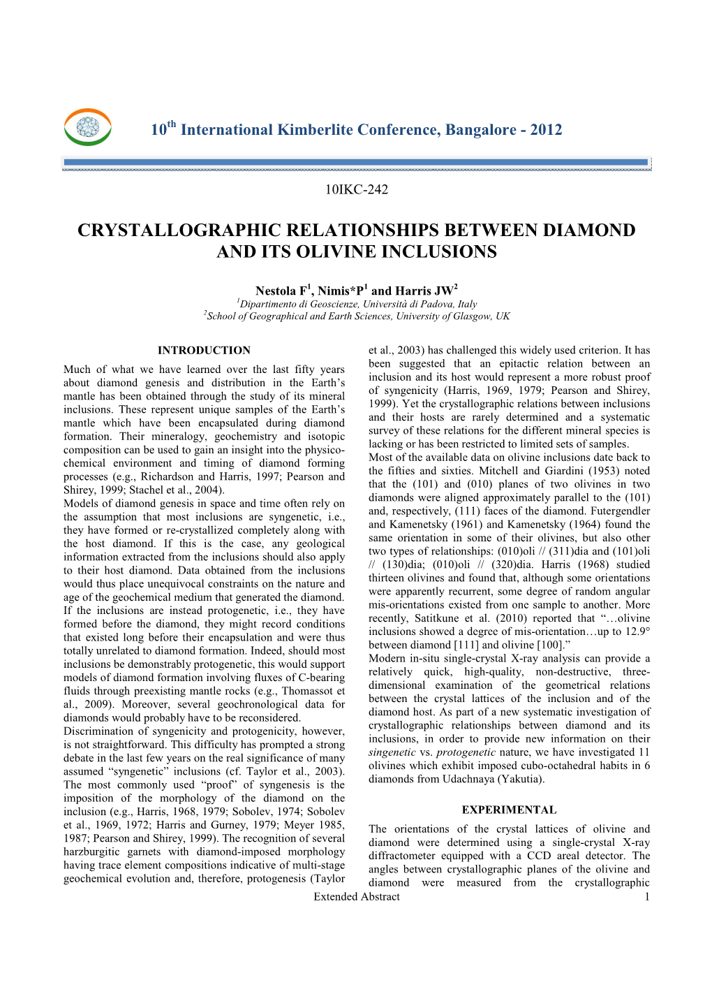 Crystallographic Relationships Between Diamond and Its Olivine Inclusions