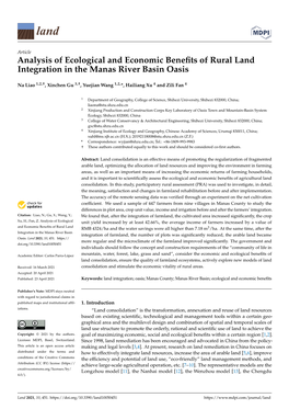 Analysis of Ecological and Economic Benefits of Rural Land Integration in the Manas River Basin Oasis