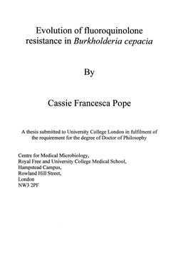 Evolution of Fluoroquinolone Resistance in Burkholderia Cepacia