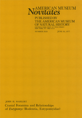 Novitatesamerican MUSEUM PUBLISHED by the AMERICAN MUSEUM of NATURAL HISTORY CENTRAL PARK WEST at 79TH STREET NEW YORK, N.Y