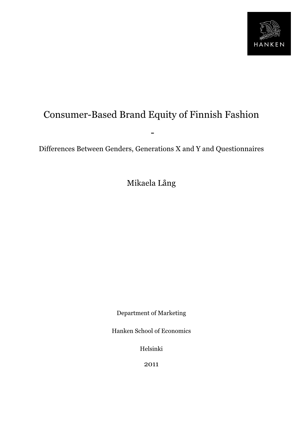 Consumer-Based Brand Equity of Finnish Fashion