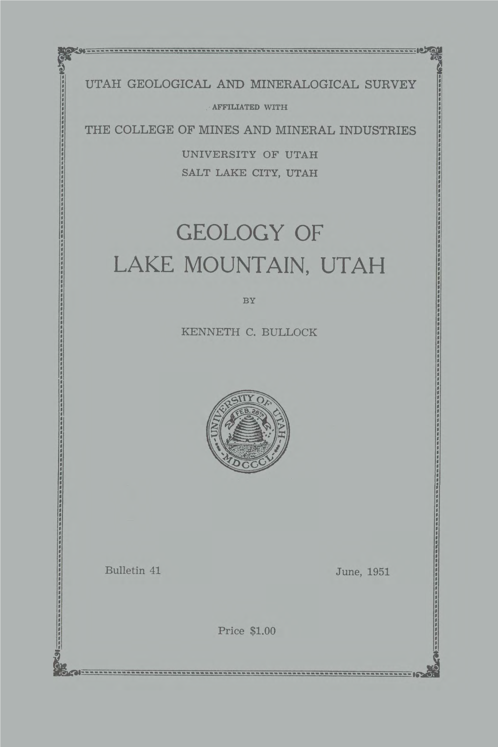 Geology of Lake Mountain Utah